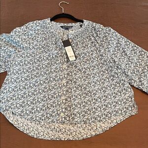 Veronica Beard Blue and White Madge Blouse. Size 12